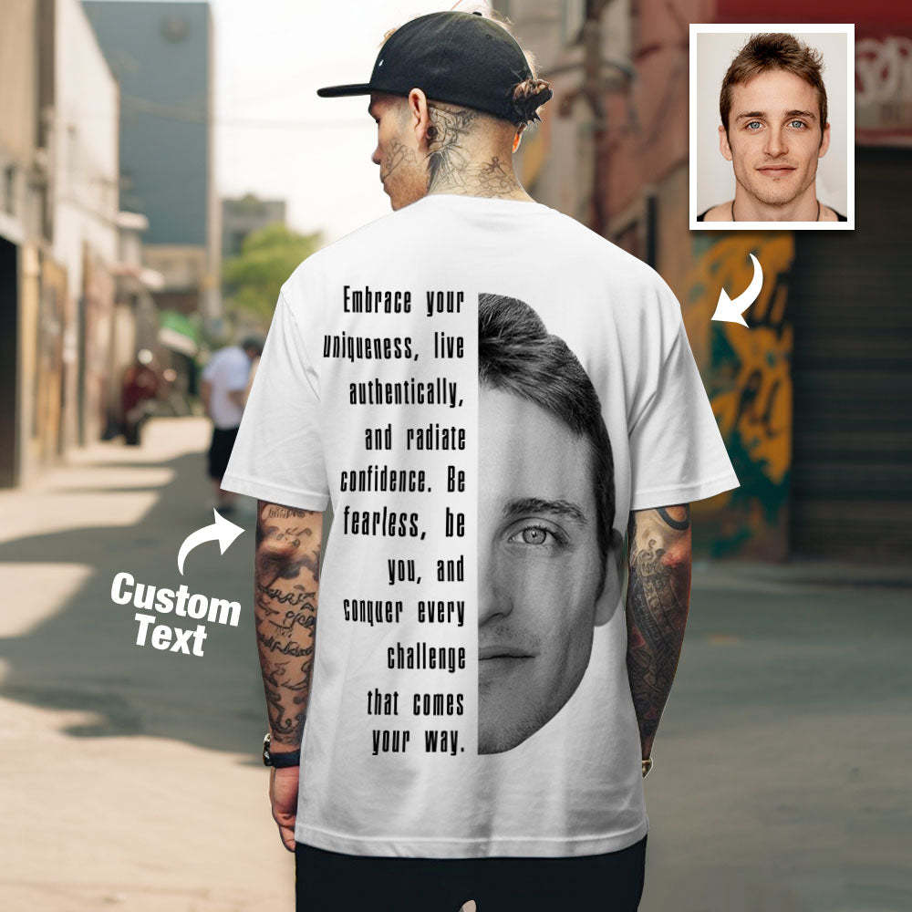 Custom Text and Face T-shirts Personalized Unisex Shirt Fashion Gift for Him for Her - MyFaceSocksAu