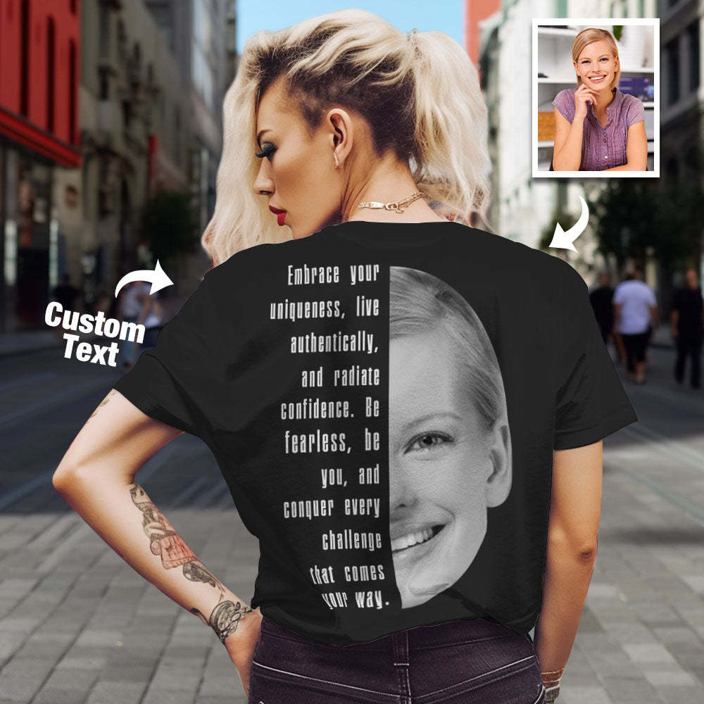 Custom Text and Face T-shirts Personalized Unisex Shirt Fashion Gift for Him for Her - MyFaceSocksAu