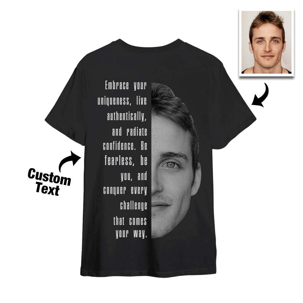 Custom Text and Face T-shirts Personalized Unisex Shirt Fashion Gift for Him for Her - MyFaceSocksAu