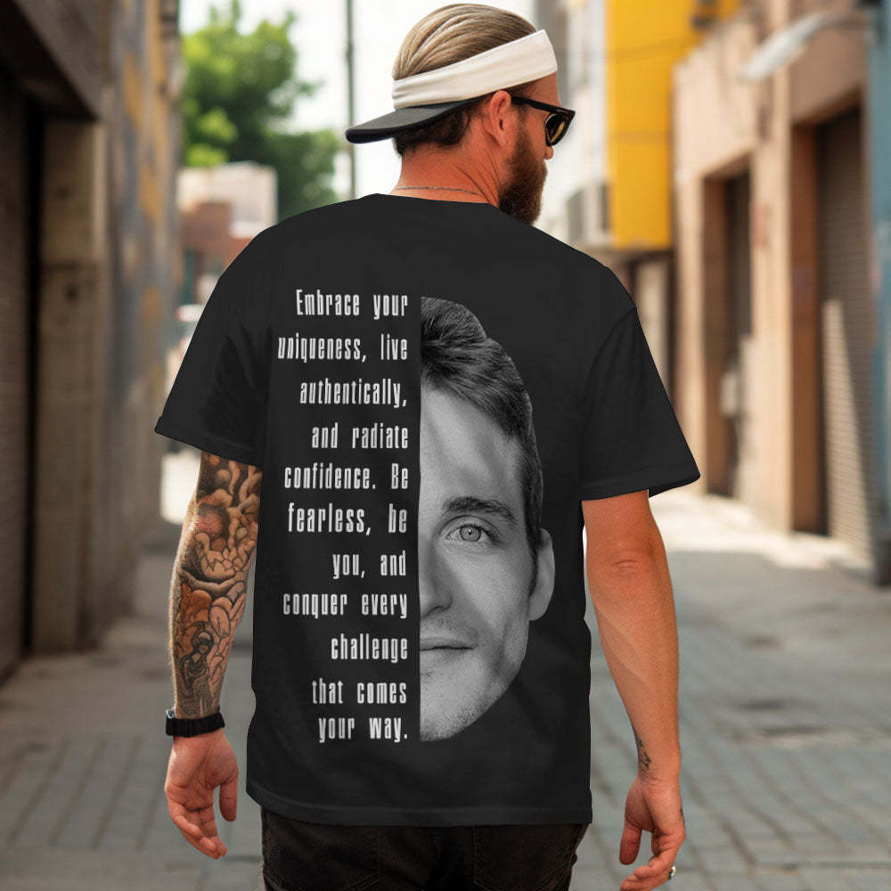 Custom Text and Face T-shirts Personalized Unisex Shirt Fashion Gift for Him for Her - MyFaceSocksAu