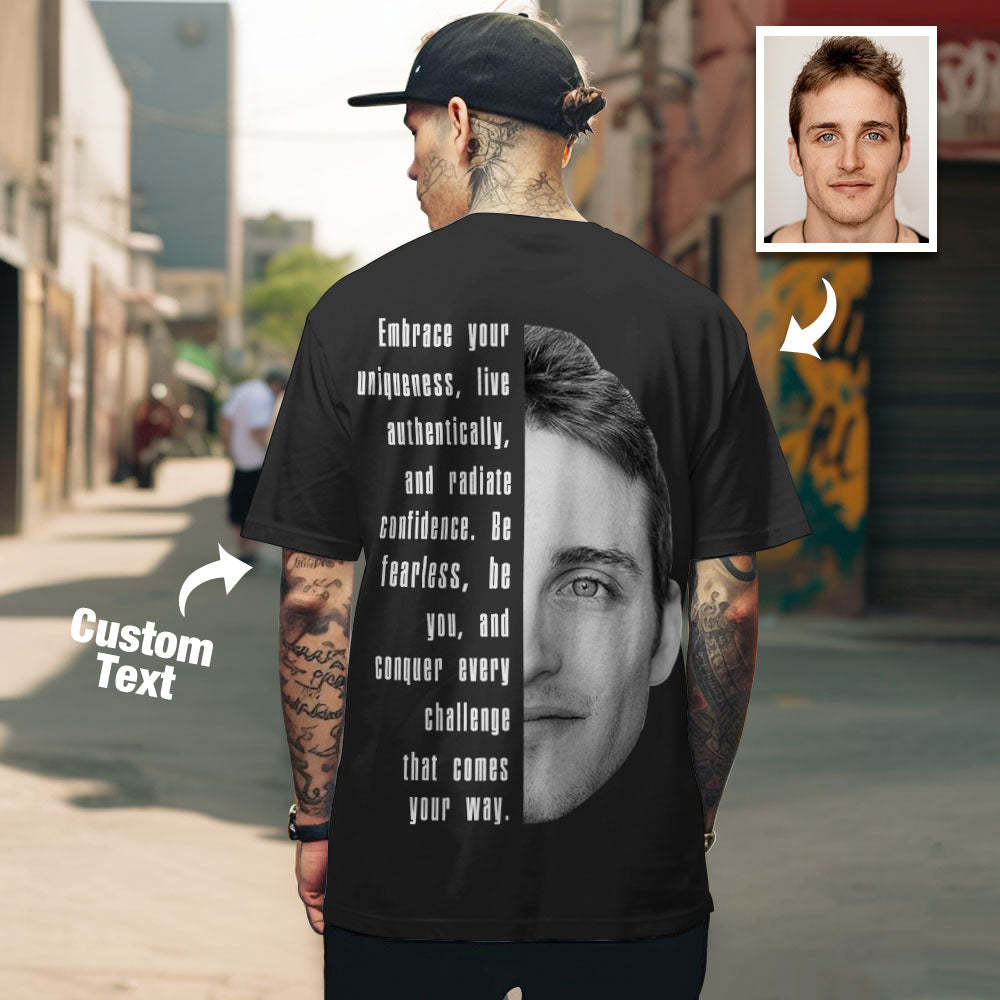 Custom Text and Face T-shirts Personalized Unisex Shirt Fashion Gift for Him for Her - MyFaceSocksAu