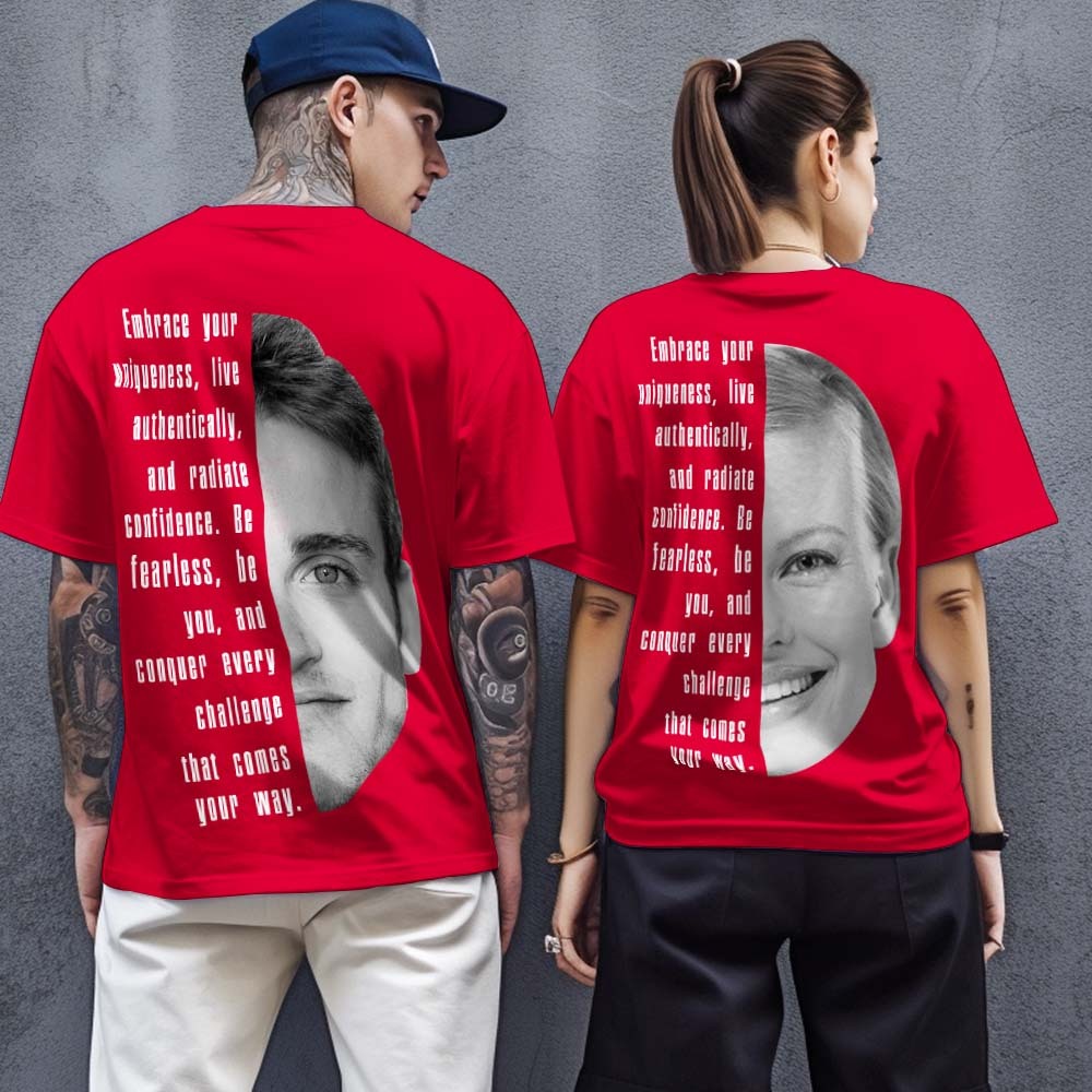 Custom Text and Face T-shirts Personalized Unisex Shirt Fashion Gift for Him for Her - MyFaceSocksAu
