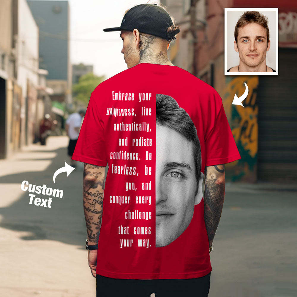 Custom Text and Face T-shirts Personalized Unisex Shirt Fashion Gift for Him for Her - MyFaceSocksAu