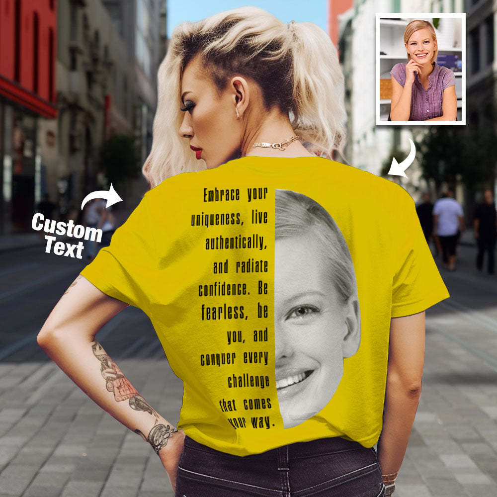 Custom Text and Face T-shirts Personalized Unisex Shirt Fashion Gift for Him for Her - MyFaceSocksAu