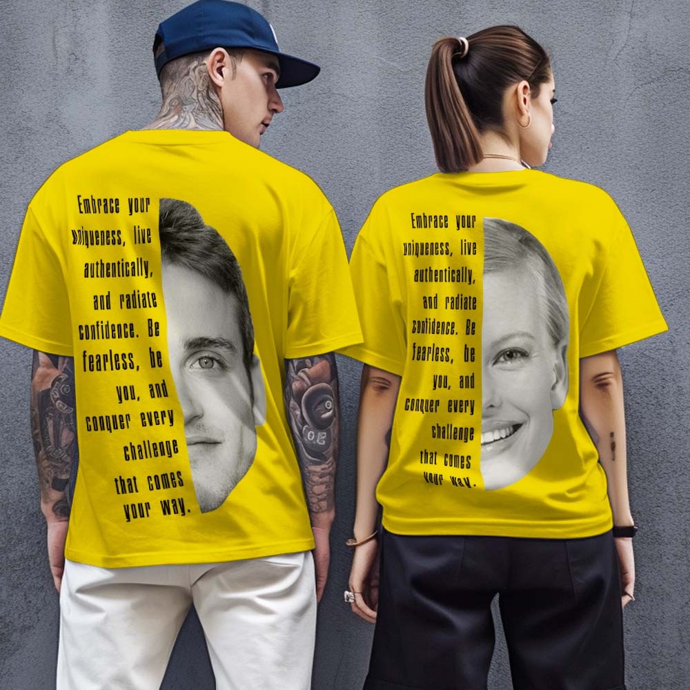 Custom Text and Face T-shirts Personalized Unisex Shirt Fashion Gift for Him for Her - MyFaceSocksAu