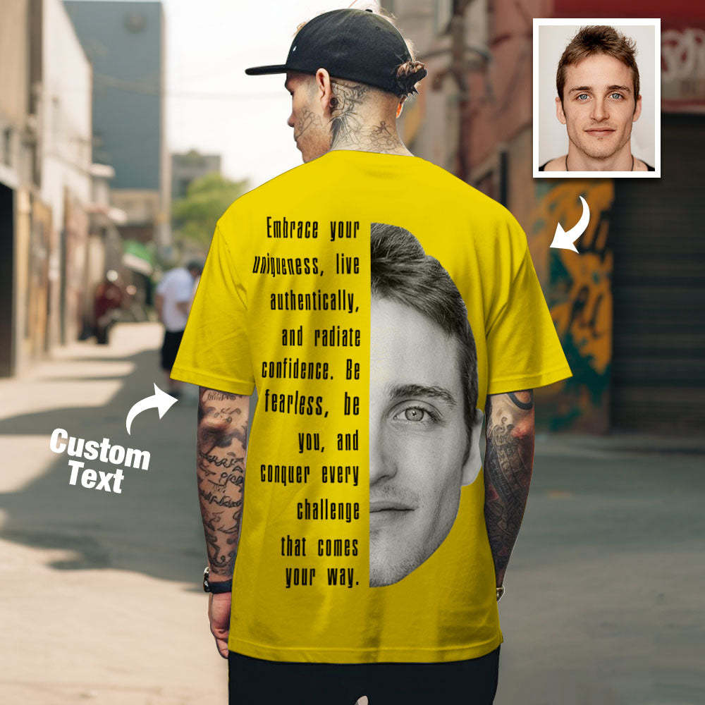 Custom Text and Face T-shirts Personalized Unisex Shirt Fashion Gift for Him for Her - MyFaceSocksAu