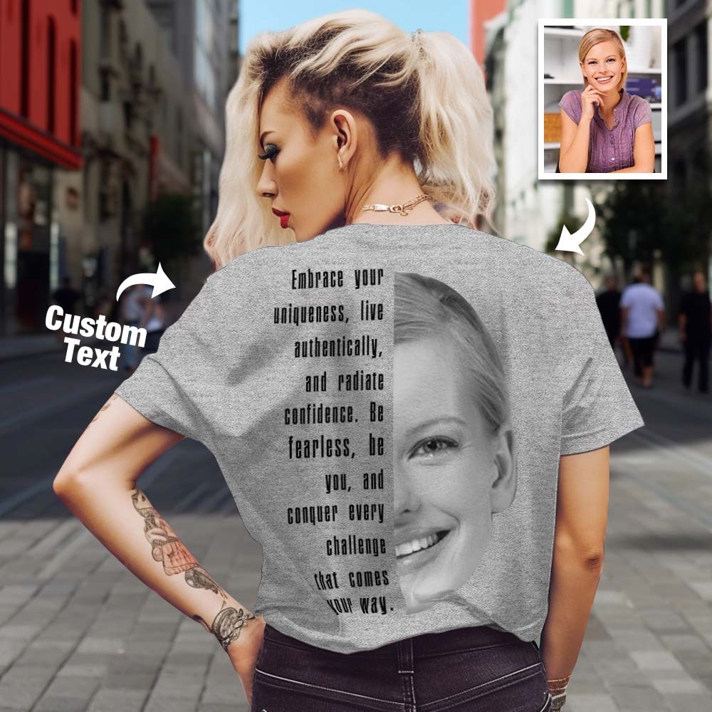 Custom Text and Face T-shirts Personalized Unisex Shirt Fashion Gift for Him for Her - MyFaceSocksAu