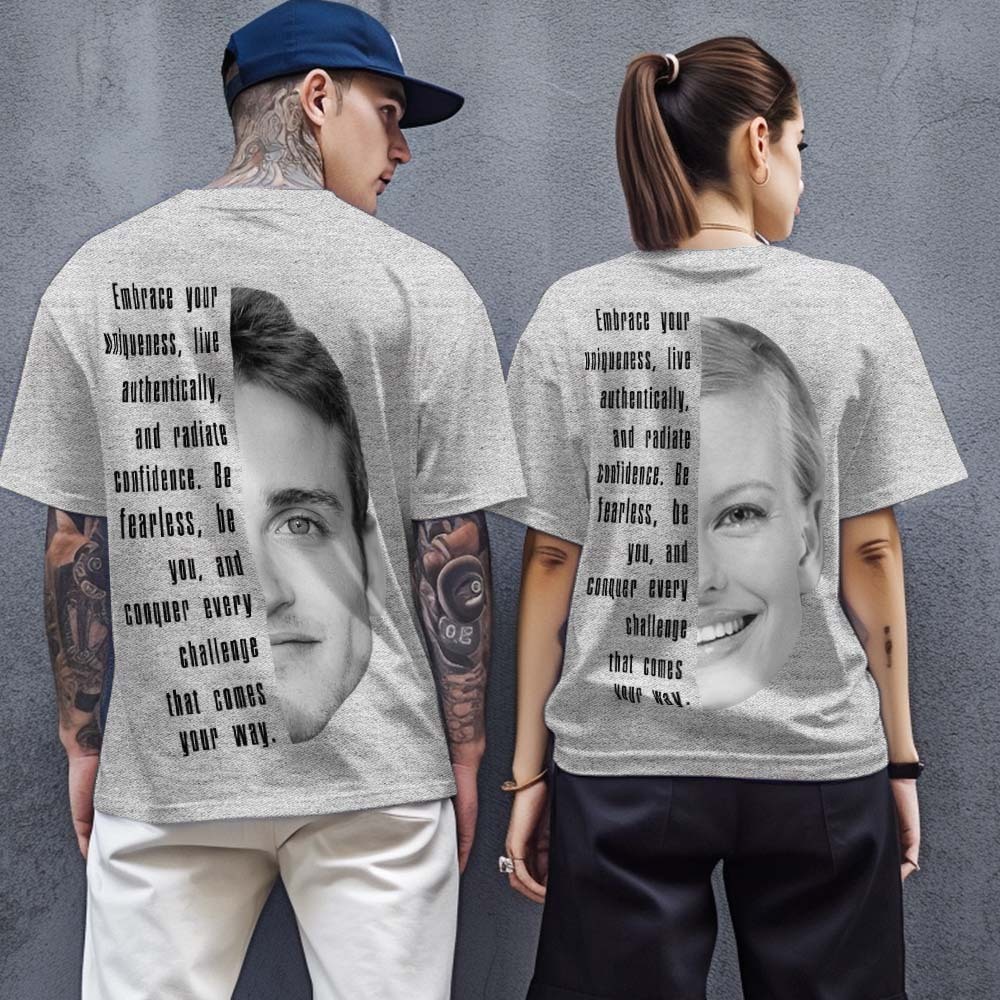 Custom Text and Face T-shirts Personalized Unisex Shirt Fashion Gift for Him for Her - MyFaceSocksAu