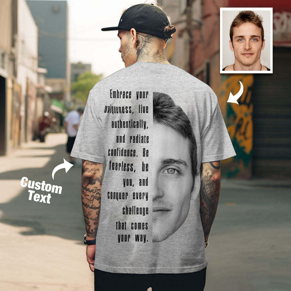 Custom Text and Face T-shirts Personalized Unisex Shirt Fashion Gift for Him for Her - MyFaceSocksAu