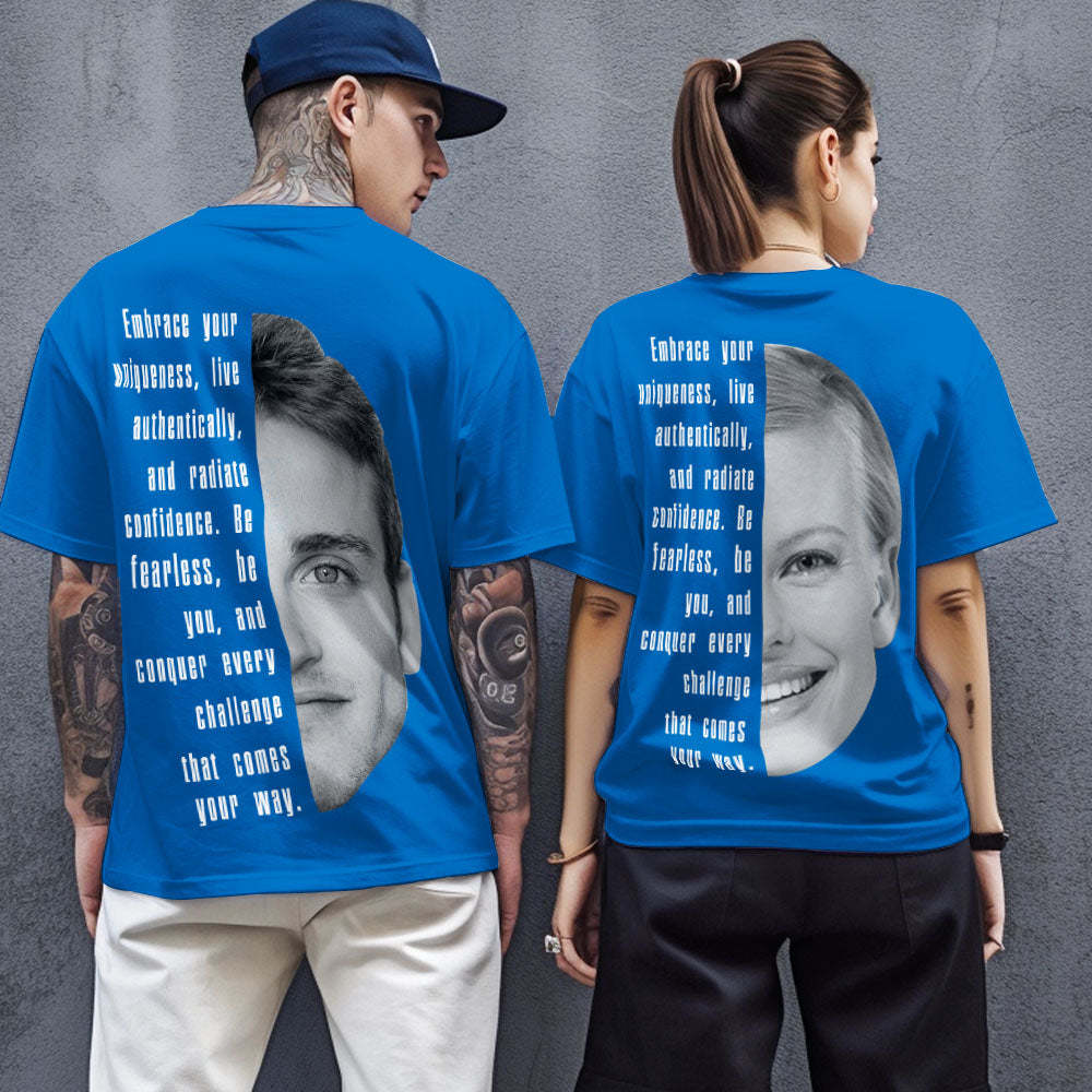 Custom Text and Face T-shirts Personalized Unisex Shirt Fashion Gift for Him for Her - MyFaceSocksAu