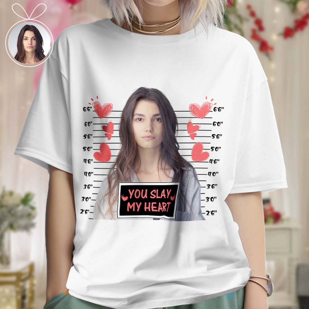 Custom Photo T-shirts Personalized Bust Photo T-shirt Valentine's Day Gifts for Couples - MyFaceSocksAu