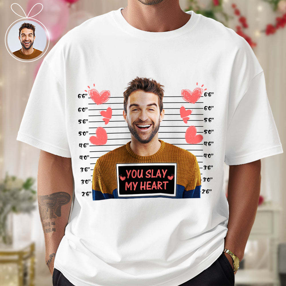 Custom Photo T-shirts Personalized Bust Photo T-shirt Valentine's Day Gifts for Couples - MyFaceSocksAu