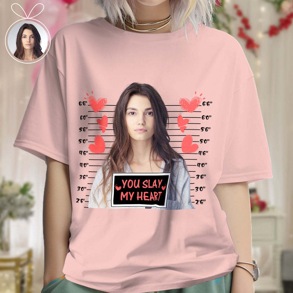 Custom Photo T-shirts Personalized Bust Photo T-shirt Valentine's Day Gifts for Couples - MyFaceSocksAu