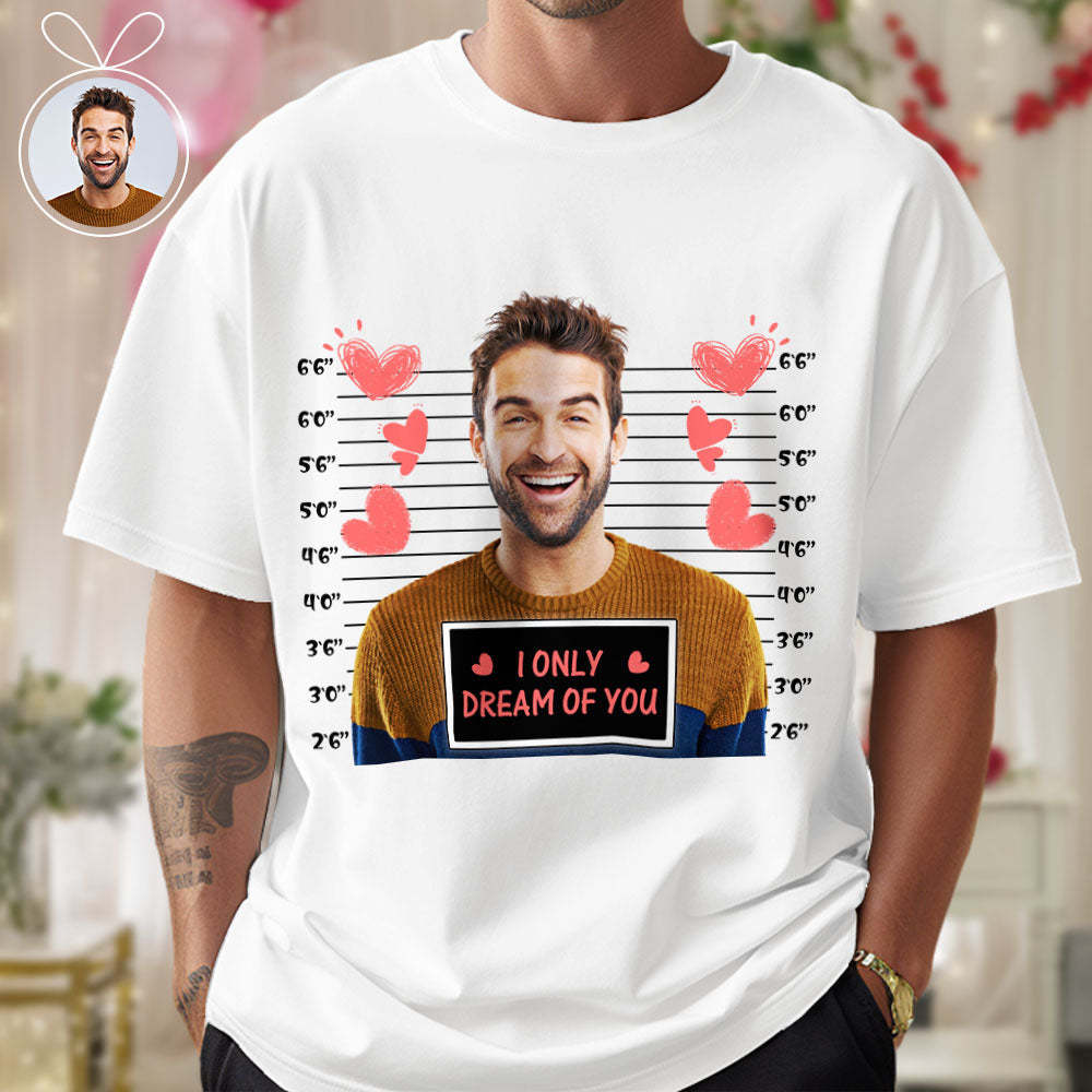 Custom Photo T-shirts Personalized Bust Photo T-shirt Valentine's Day Gifts for Couples - MyFaceSocksAu