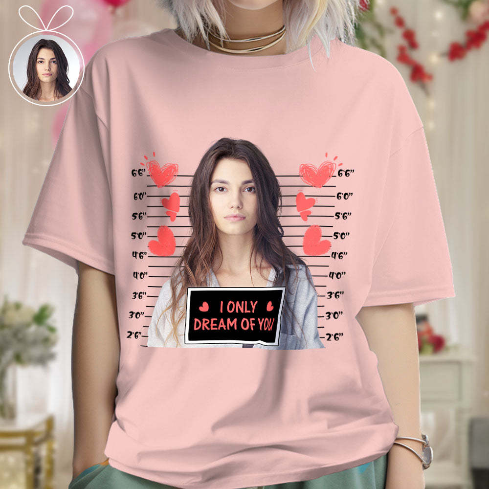 Custom Photo T-shirts Personalized Bust Photo T-shirt Valentine's Day Gifts for Couples - MyFaceSocksAu