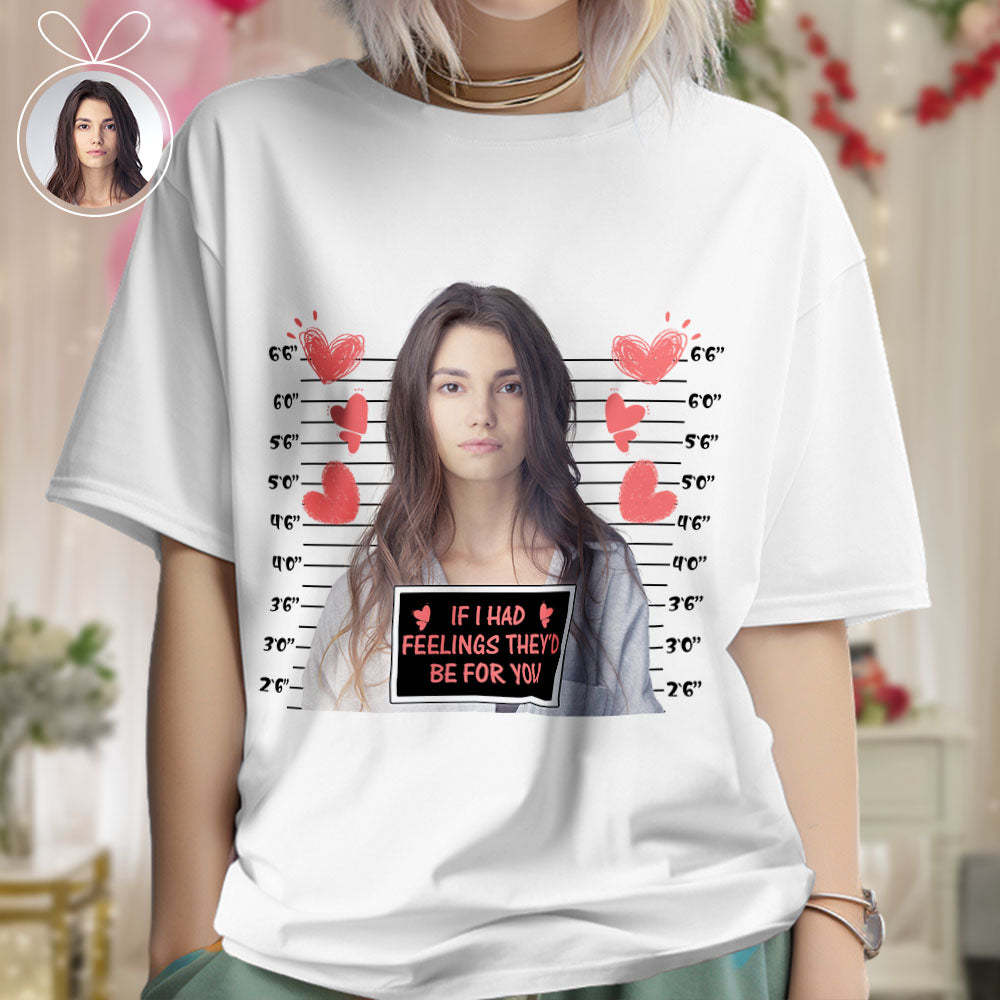 Custom Photo T-shirts Personalized Bust Photo T-shirt Valentine's Day Gifts for Couples - MyFaceSocksAu