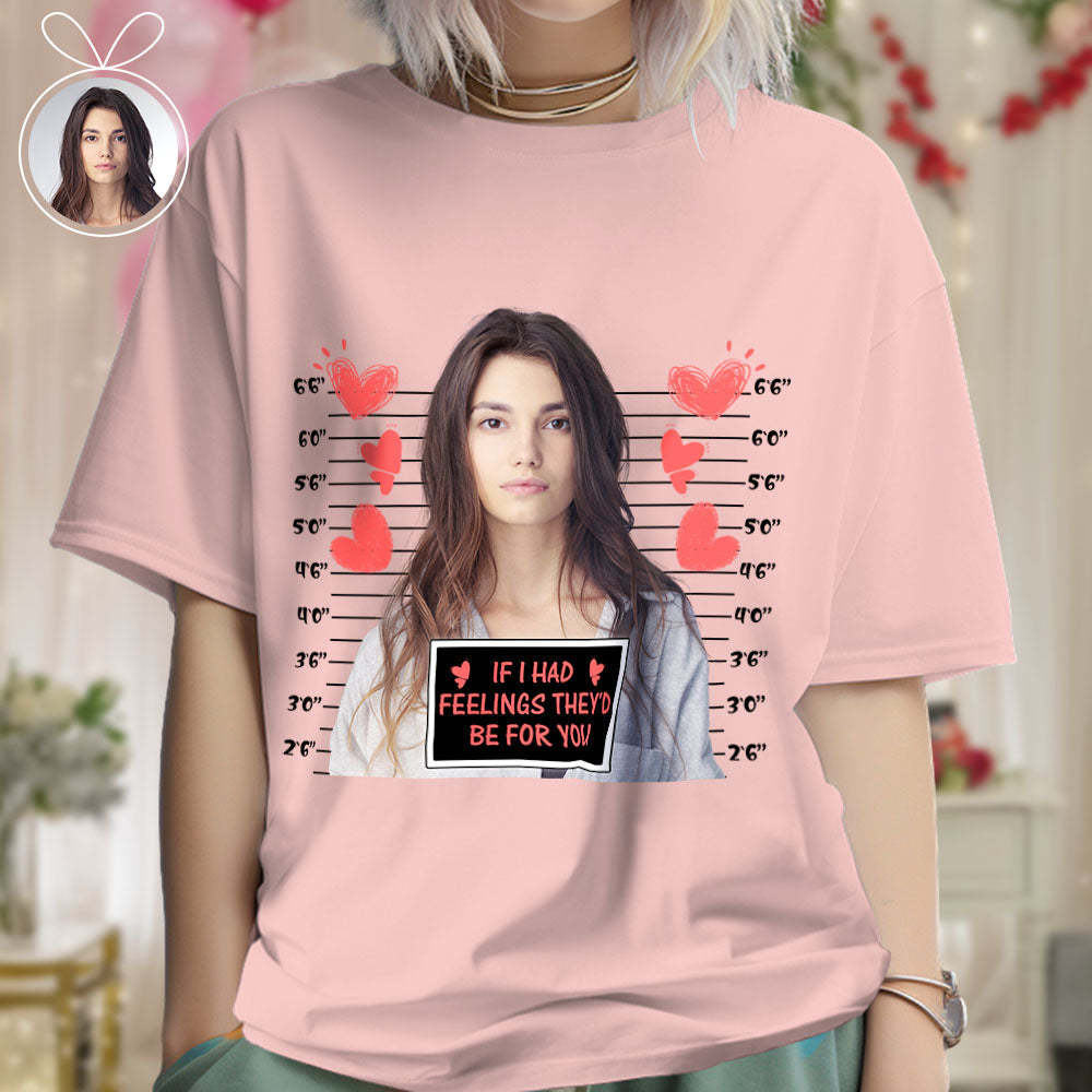 Custom Photo T-shirts Personalized Bust Photo T-shirt Valentine's Day Gifts for Couples - MyFaceSocksAu