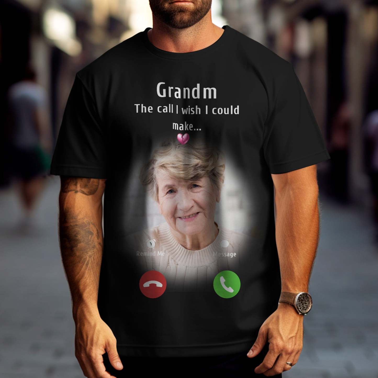 Custom Photo Memorial Mom T-shirt Memorial Gift Idea Personalized Shirt The Call I Wish I Could Make - MyFaceSocksAu