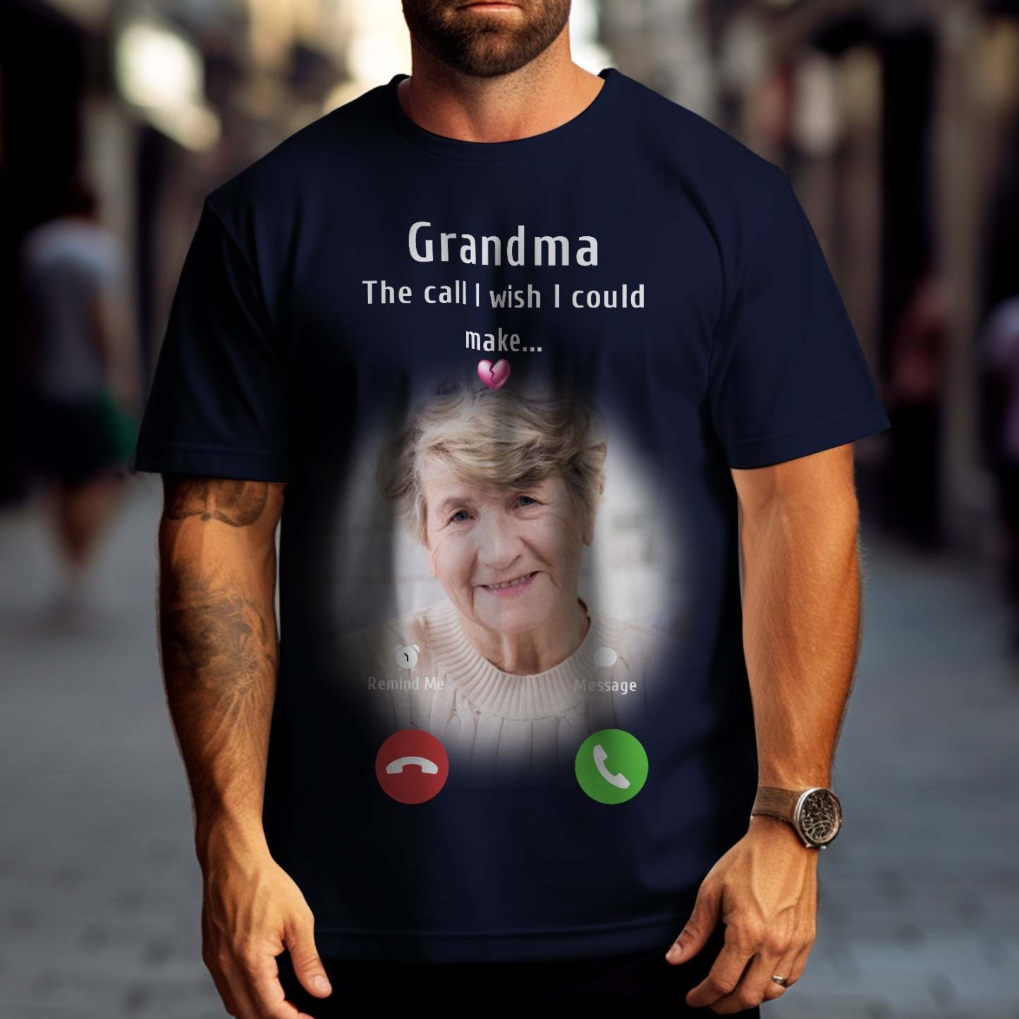 Custom Photo Memorial Mom T-shirt Memorial Gift Idea Personalized Shirt The Call I Wish I Could Make - MyFaceSocksAu