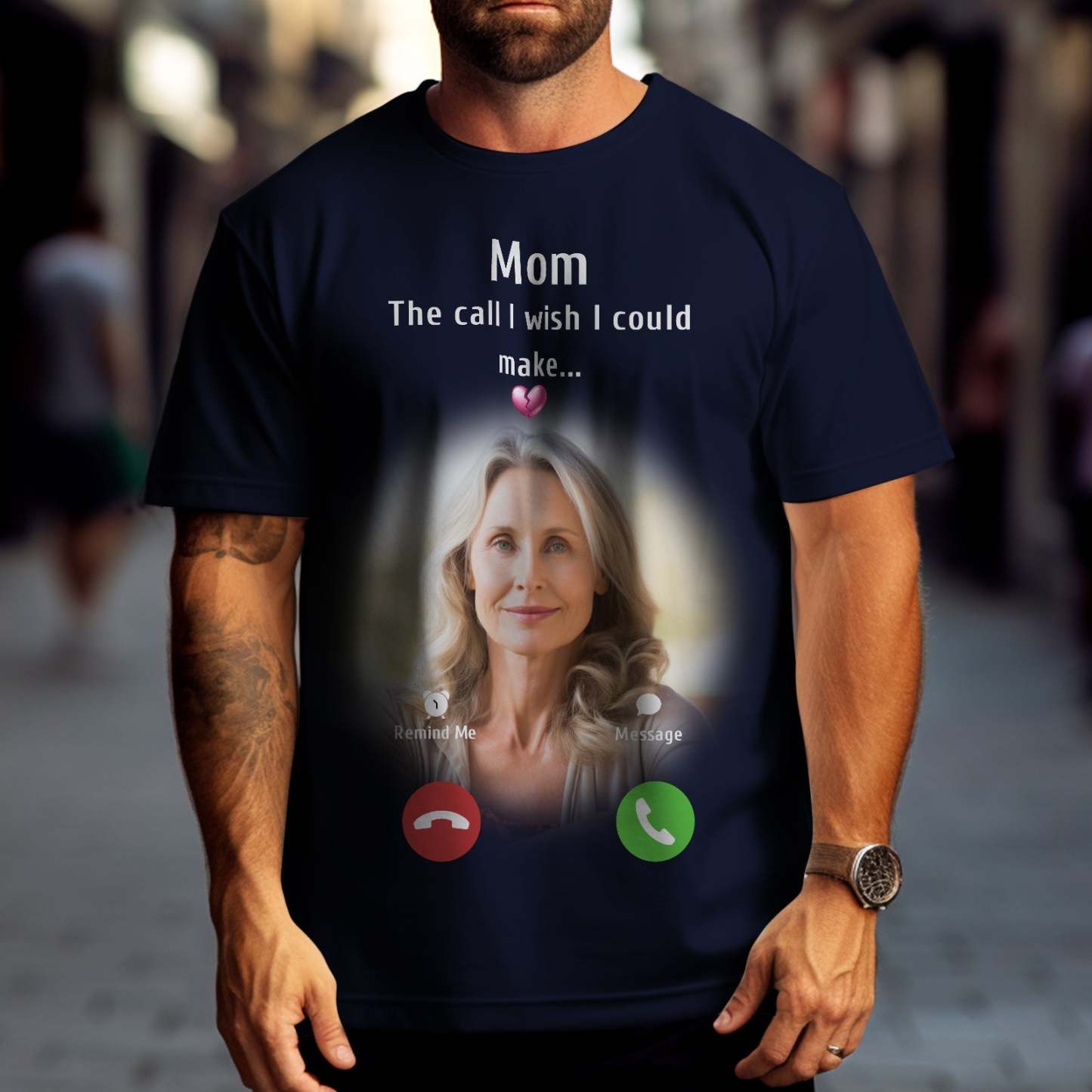 Custom Photo Memorial Mom T-shirt Memorial Gift Idea Personalized Shirt The Call I Wish I Could Make - MyFaceSocksAu