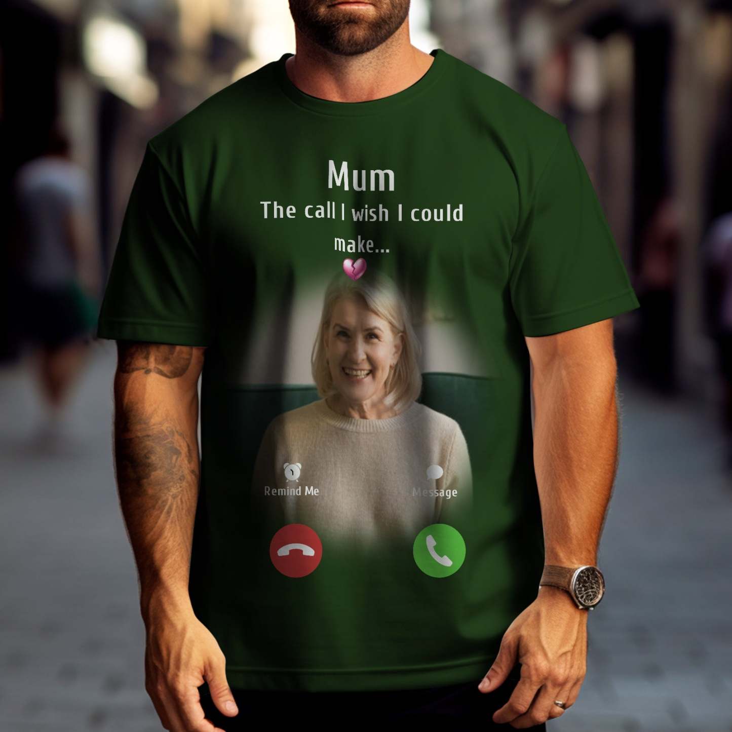 Custom Photo Memorial Mom T-shirt Memorial Gift Idea Personalized Shirt The Call I Wish I Could Make - MyFaceSocksAu