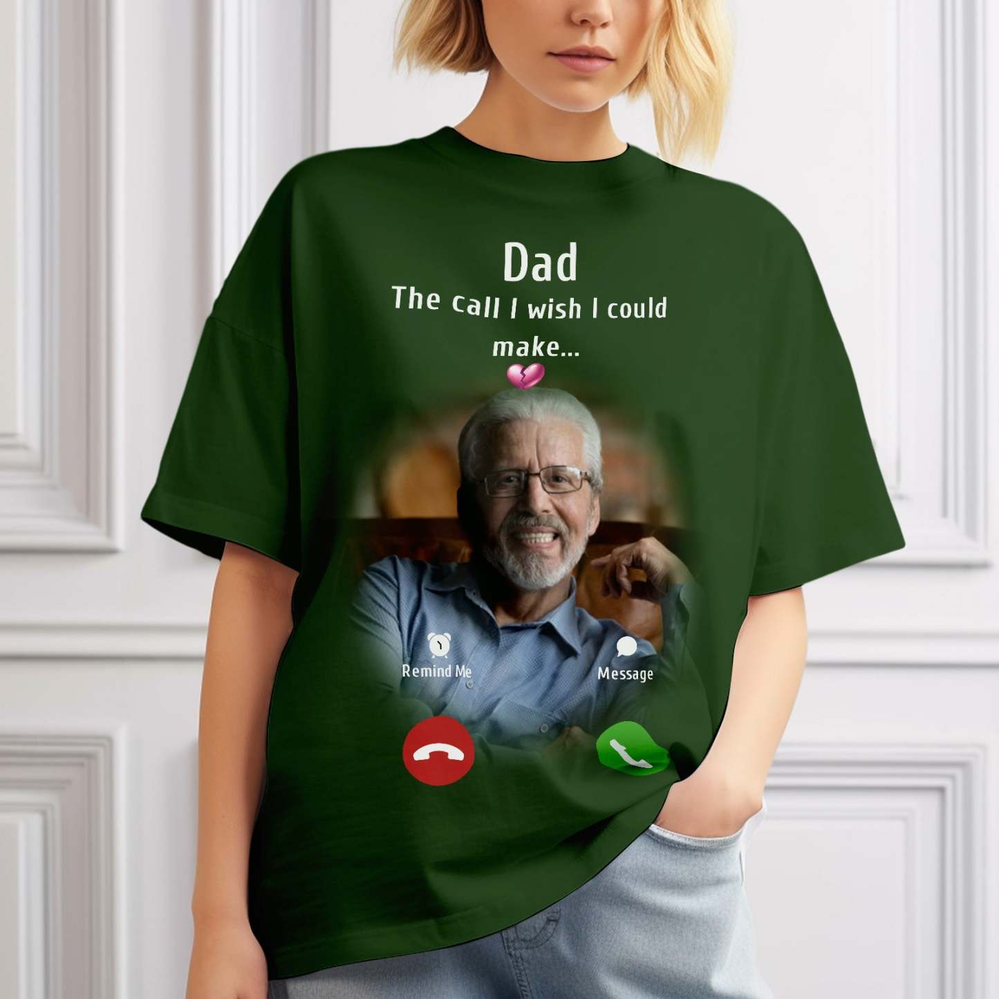 Custom Photo Memorial Mom T-shirt Memorial Gift Idea Personalized Shirt The Call I Wish I Could Make - MyFaceSocksAu