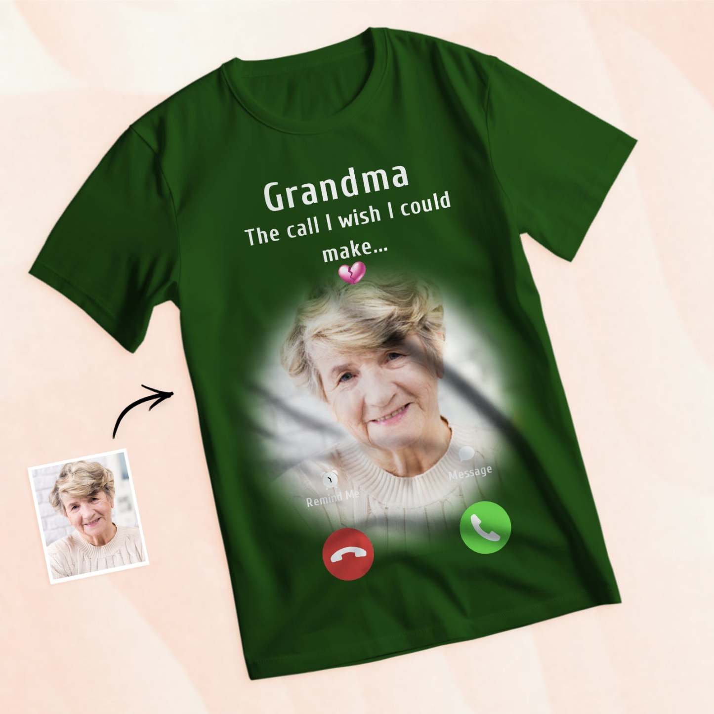 Custom Photo Memorial Mom T-shirt Memorial Gift Idea Personalized Shirt The Call I Wish I Could Make - MyFaceSocksAu
