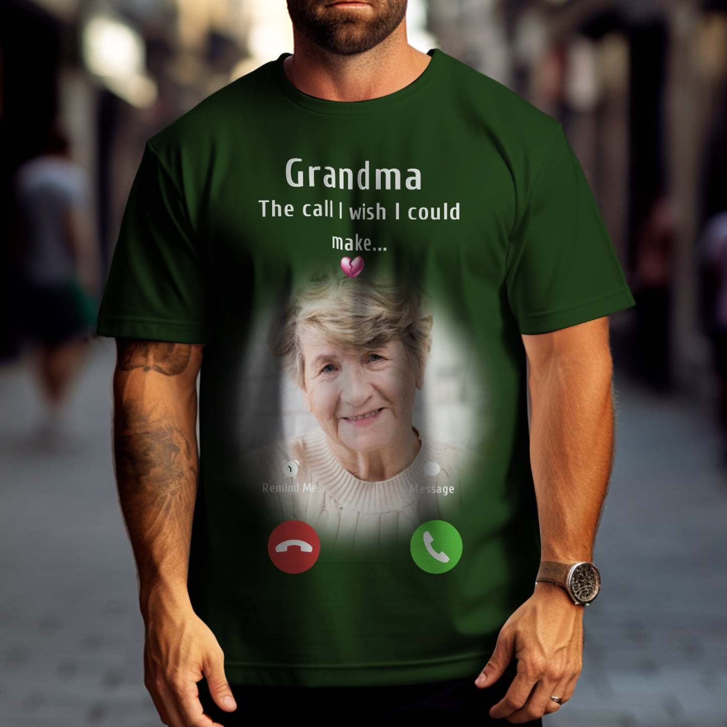 Custom Photo Memorial Mom T-shirt Memorial Gift Idea Personalized Shirt The Call I Wish I Could Make - MyFaceSocksAu