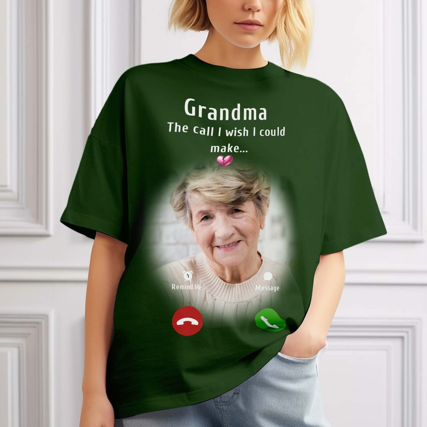 Custom Photo Memorial Mom T-shirt Memorial Gift Idea Personalized Shirt The Call I Wish I Could Make - MyFaceSocksAu