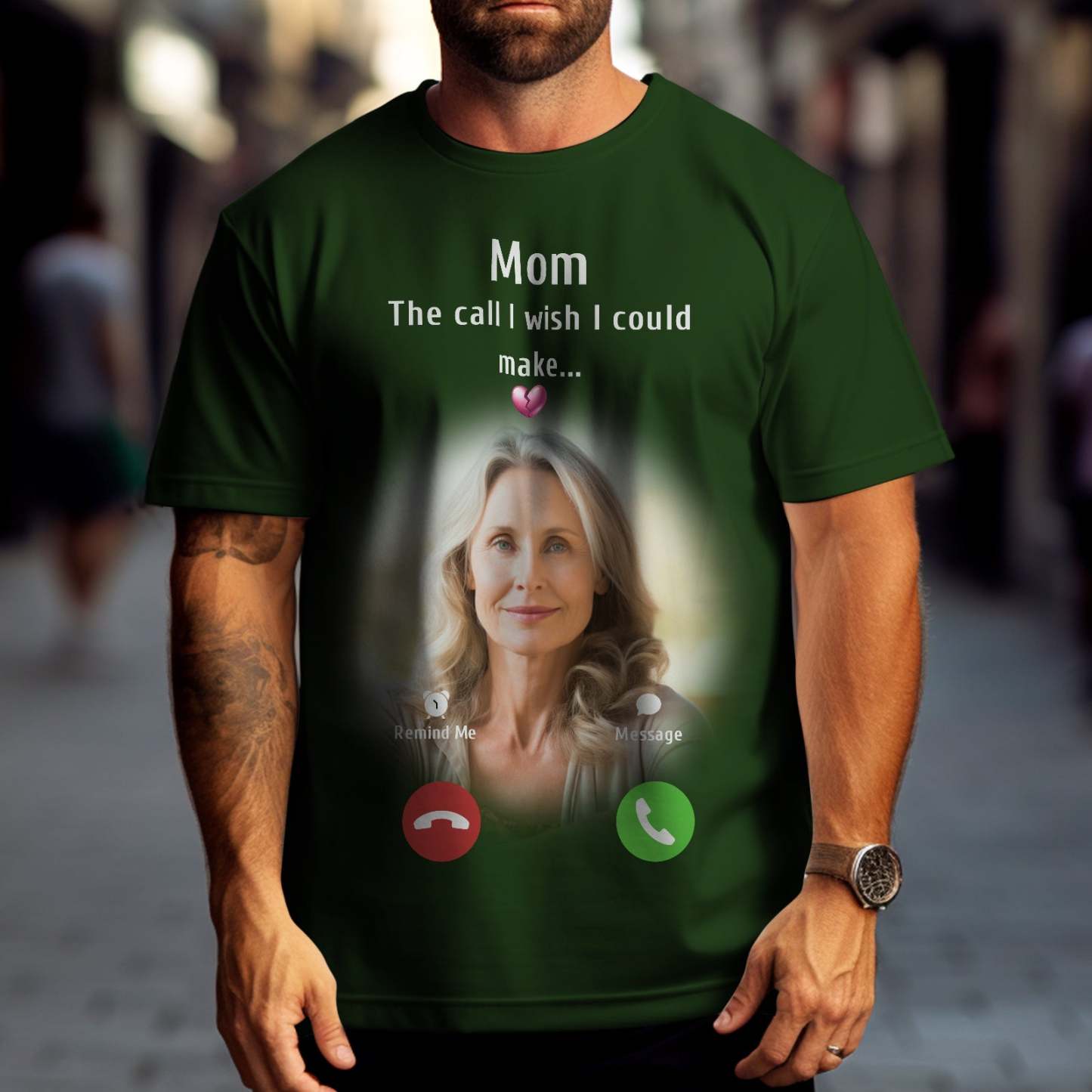 Custom Photo Memorial Mom T-shirt Memorial Gift Idea Personalized Shirt The Call I Wish I Could Make - MyFaceSocksAu