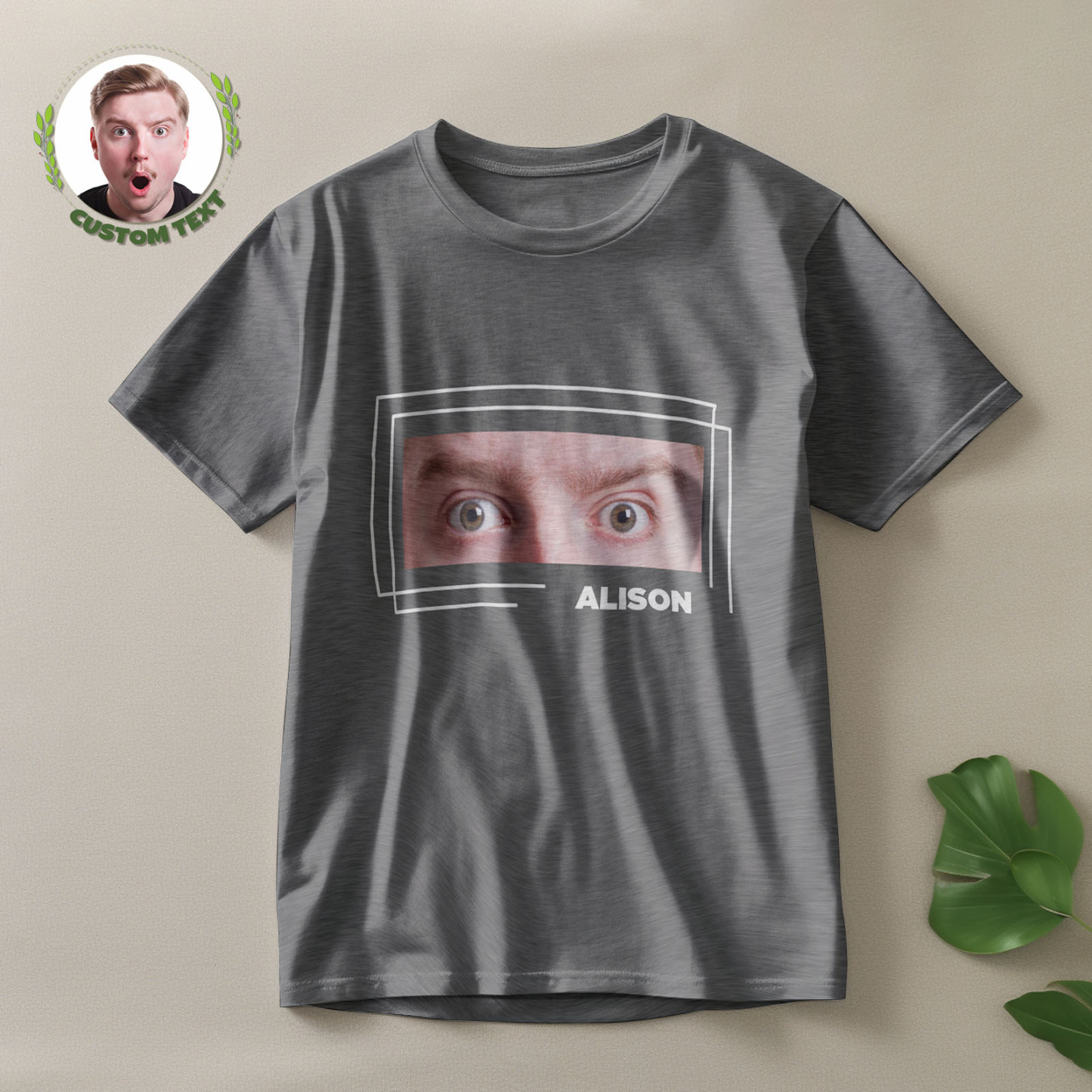 Custom Eyes And Name T-shirt Funny Big Eyes Shirt Gift For Couple - MyFaceSocksAu