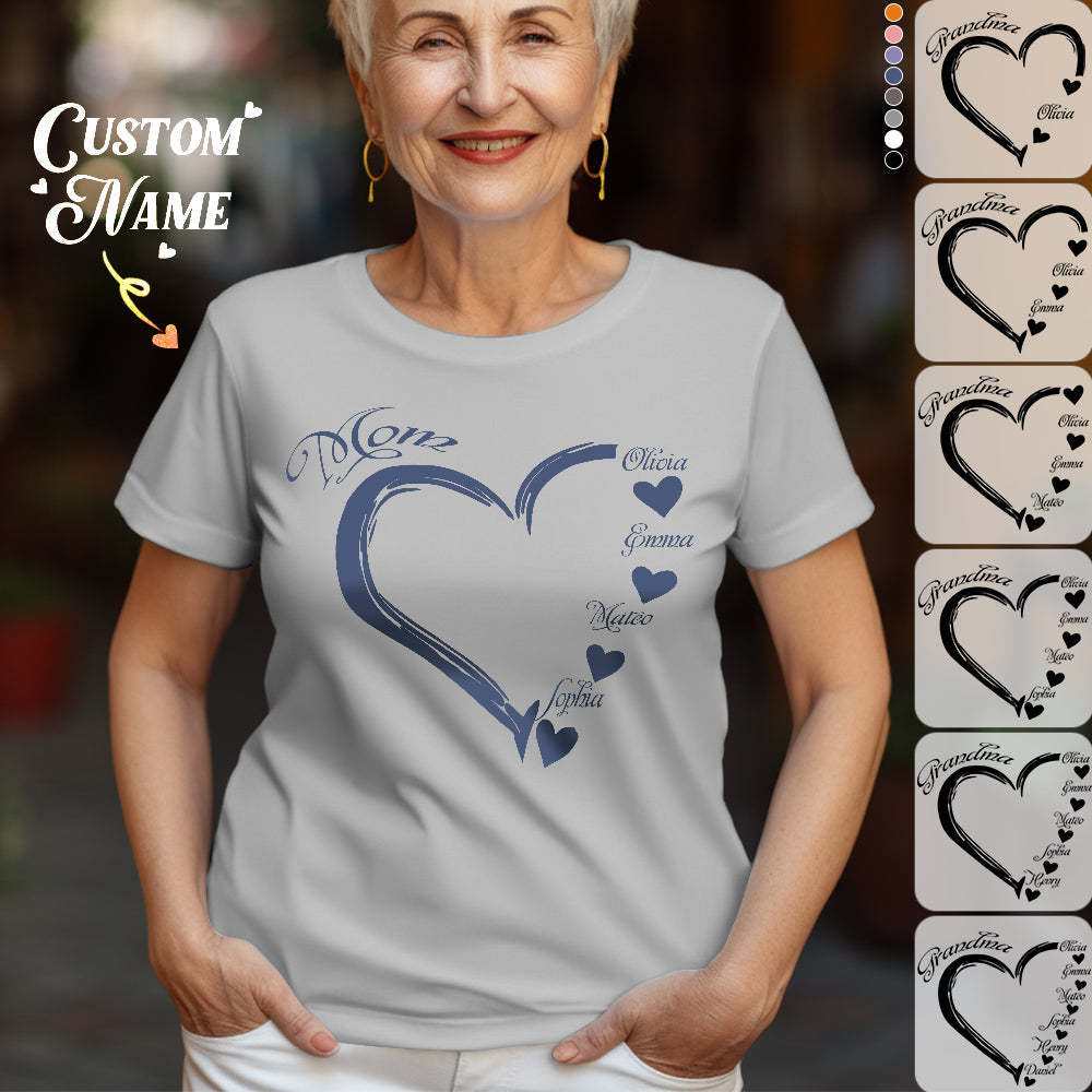 Custom Mama Grandma T-Shirts Personalized Kids Name T-shirt Mother's Day Gifts - MyFaceSocksAu