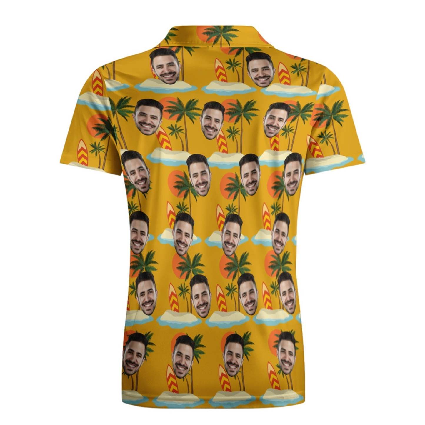 Custom Face Polo Shirt For Men Coconut Tree Beach Shirt Hawaiian Golf Shirts - MyFaceSocksAu