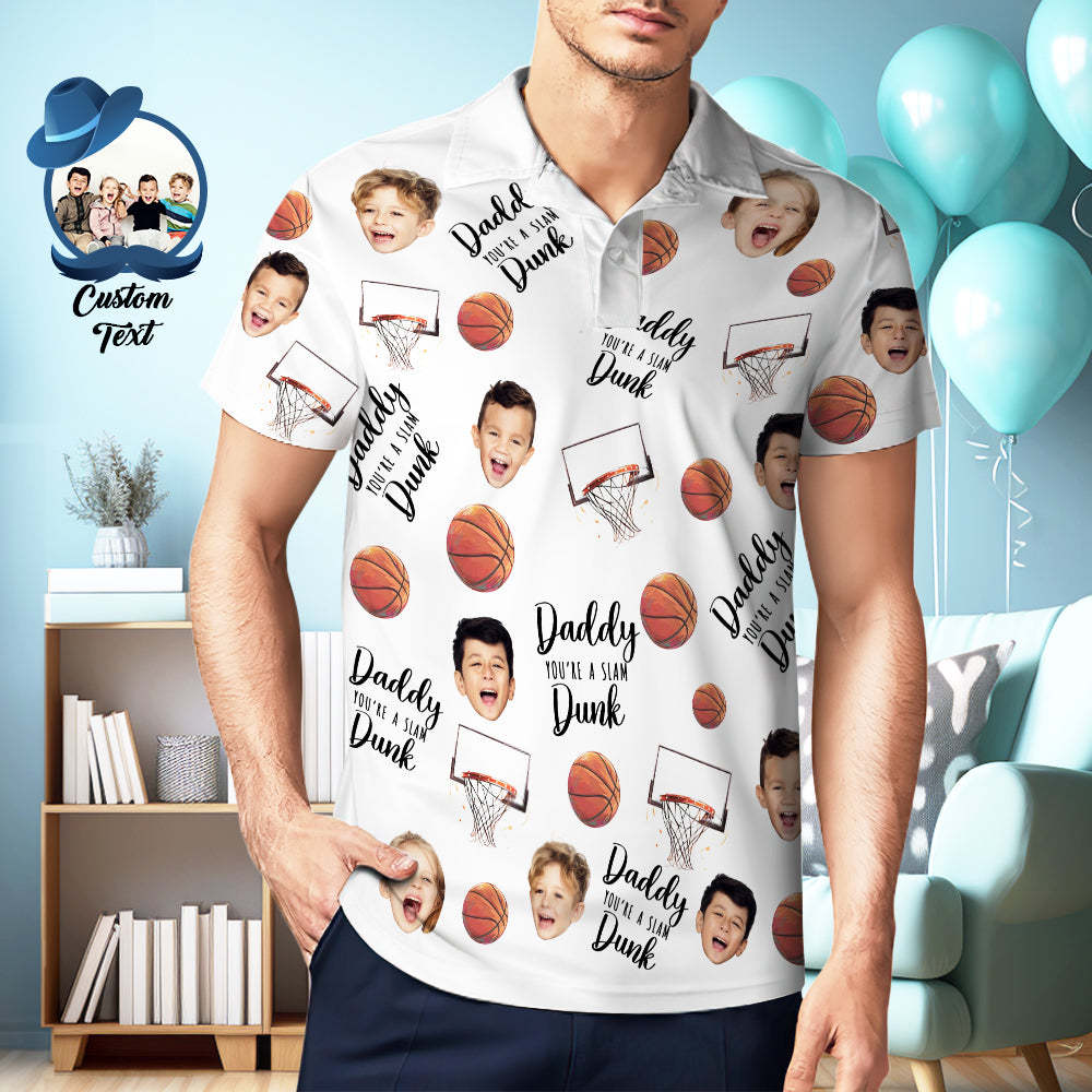Dad, You're A Slam Dunk - Personalized Photo Polo Shirt - MyFaceSocksAU