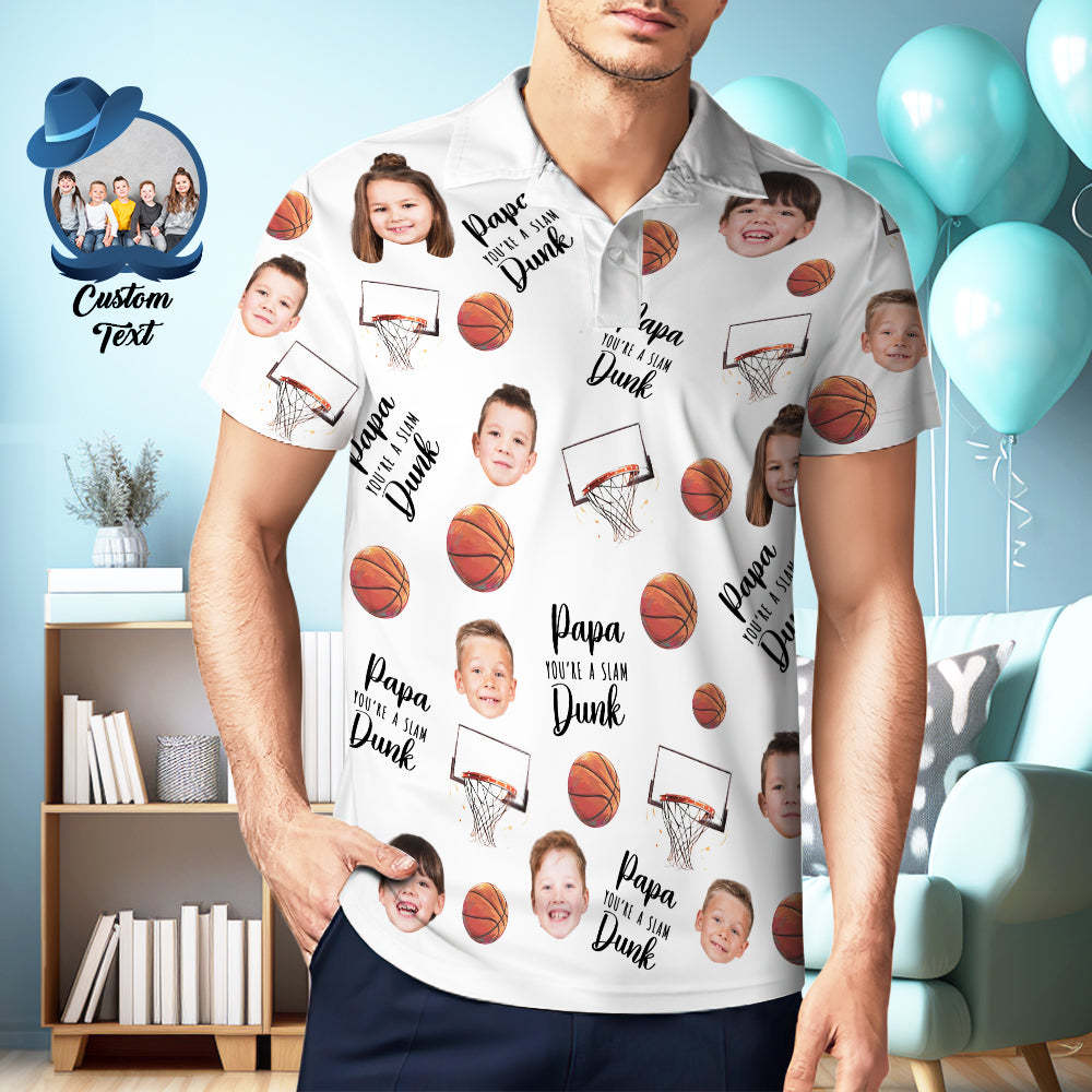 Dad, You're A Slam Dunk - Personalized Photo Polo Shirt - MyFaceSocksAU