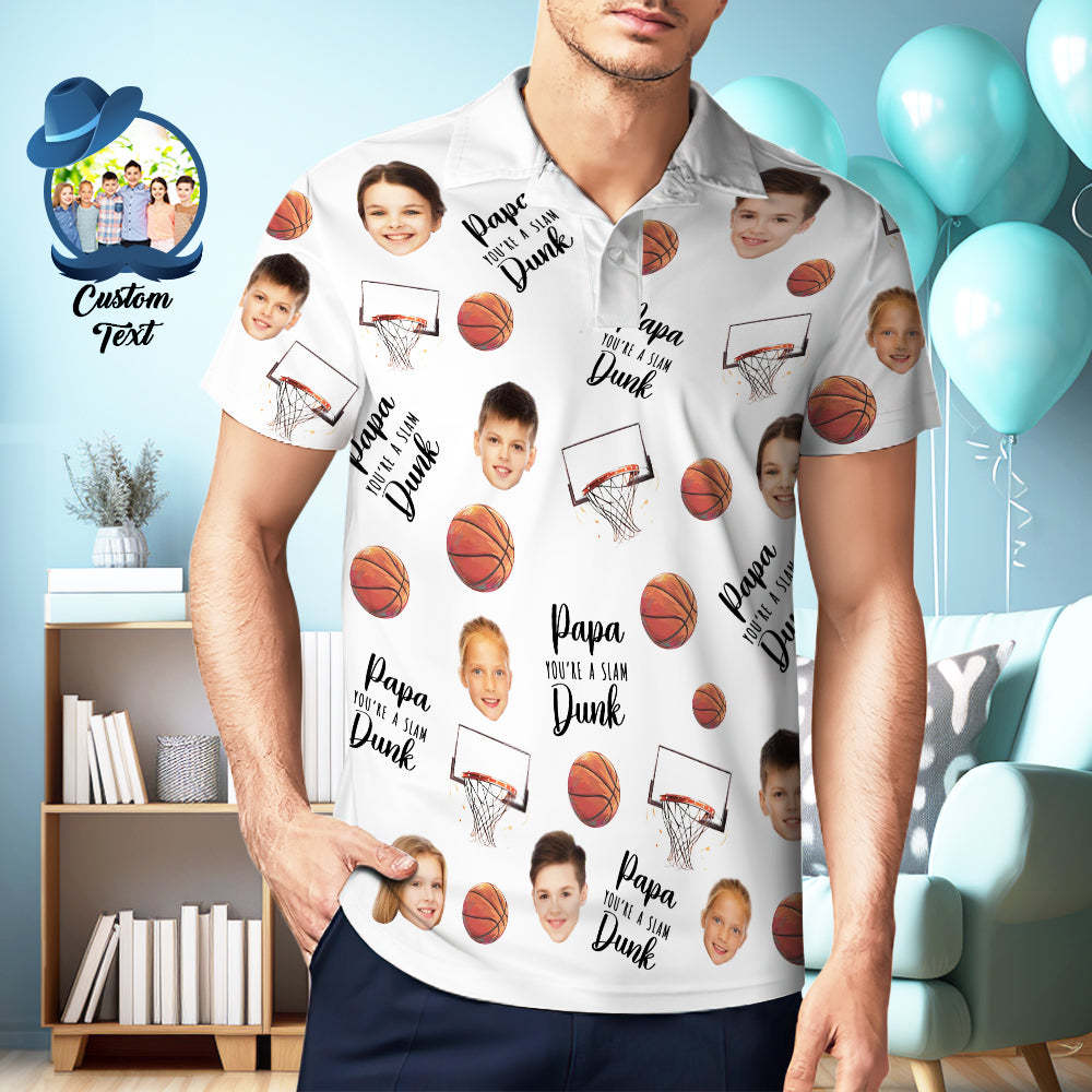 Dad, You're A Slam Dunk - Personalized Photo Polo Shirt - MyFaceSocksAU