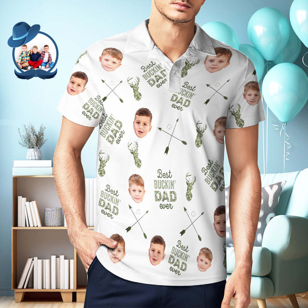 Best Buckin' Dad Ever - Personalized Photo Polo Shirt Custom Photo Polo Shirt-MyFaceSocksAu
