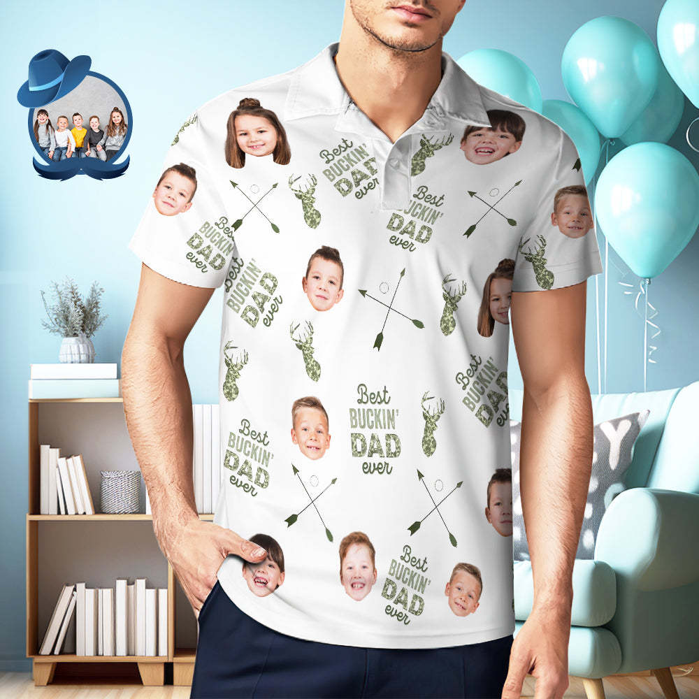 Best Buckin' Dad Ever - Personalized Photo Polo Shirt Custom Photo Polo Shirt-MyFaceSocksAu