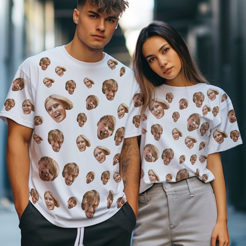 Custom Photo Tee Personalized T-shirt Face Family T-shirt Mash Face - MyFaceSocksAU