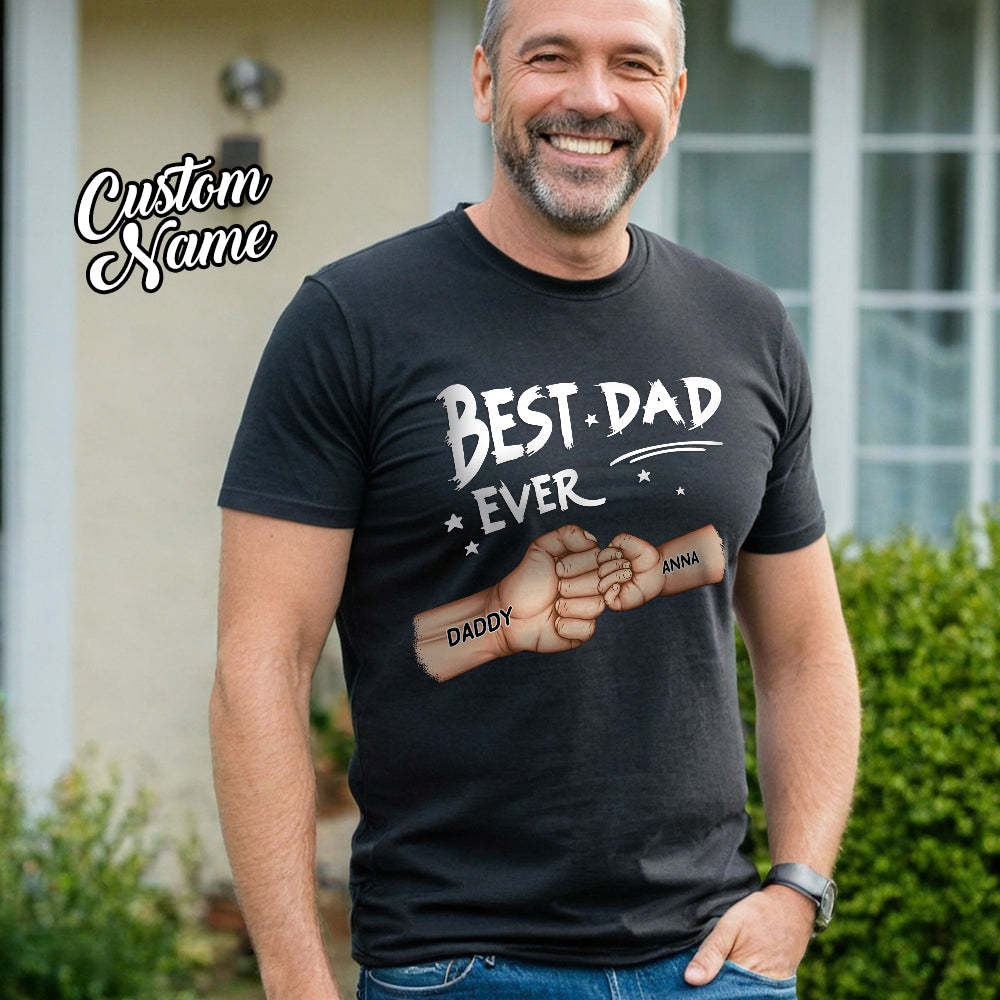 Best Dad Grandpa Ever Fist Bump - Personalised T Shirt