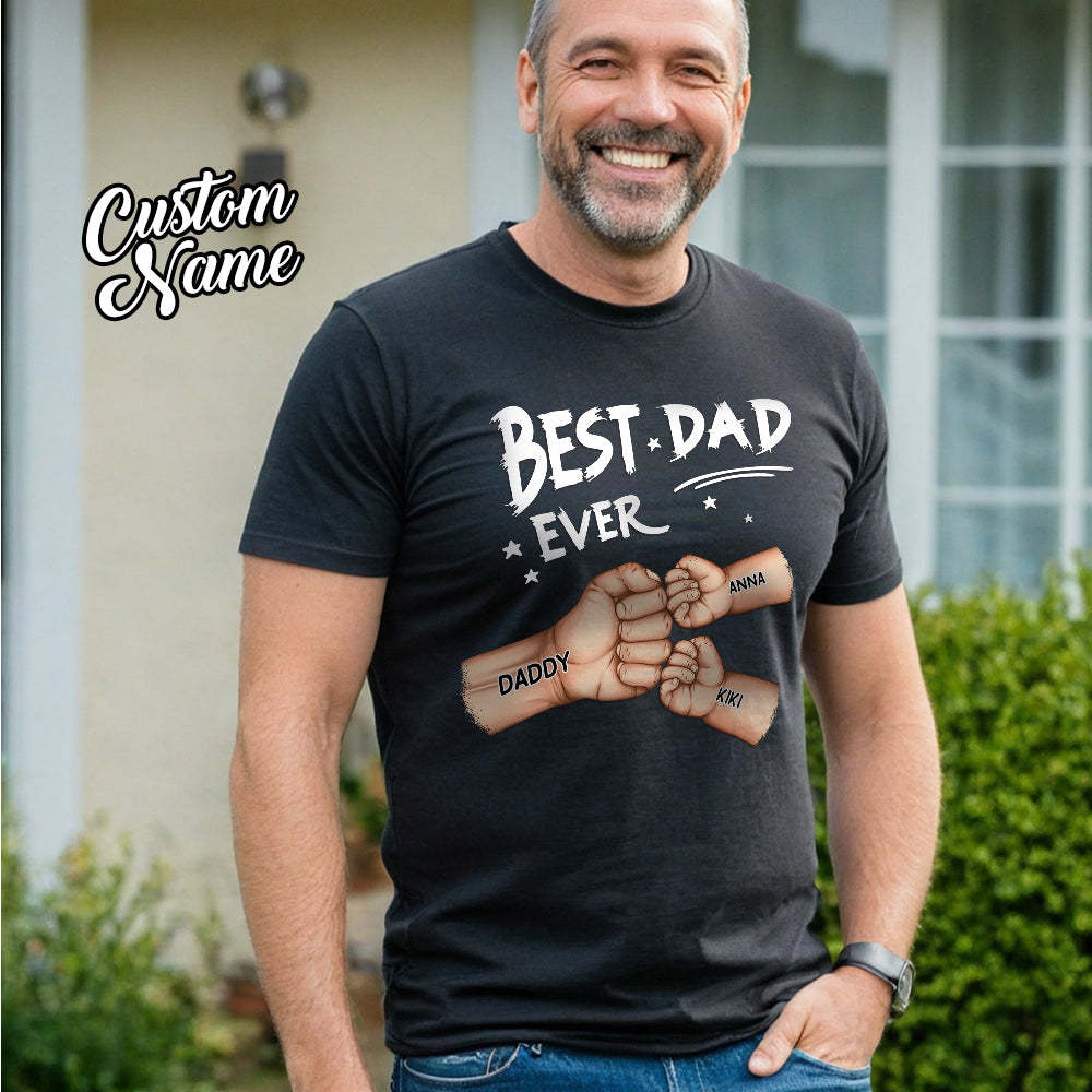 Best Dad Grandpa Ever Fist Bump - Personalized T Shirt