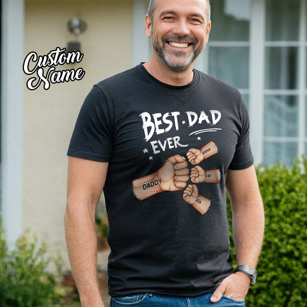 Best Dad Grandpa Ever Fist Bump - Personalized T Shirt
