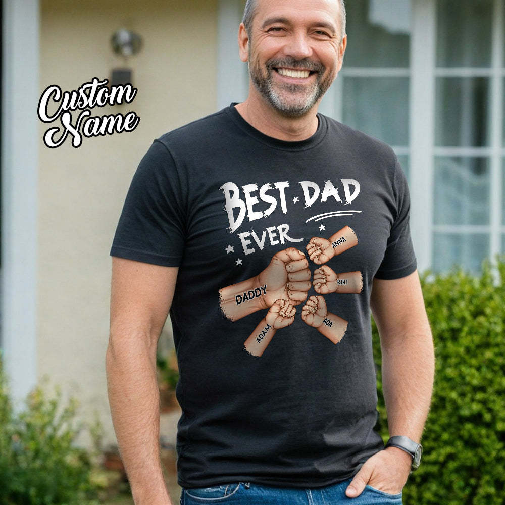 Best Dad Grandpa Ever Fist Bump - Personalized T Shirt