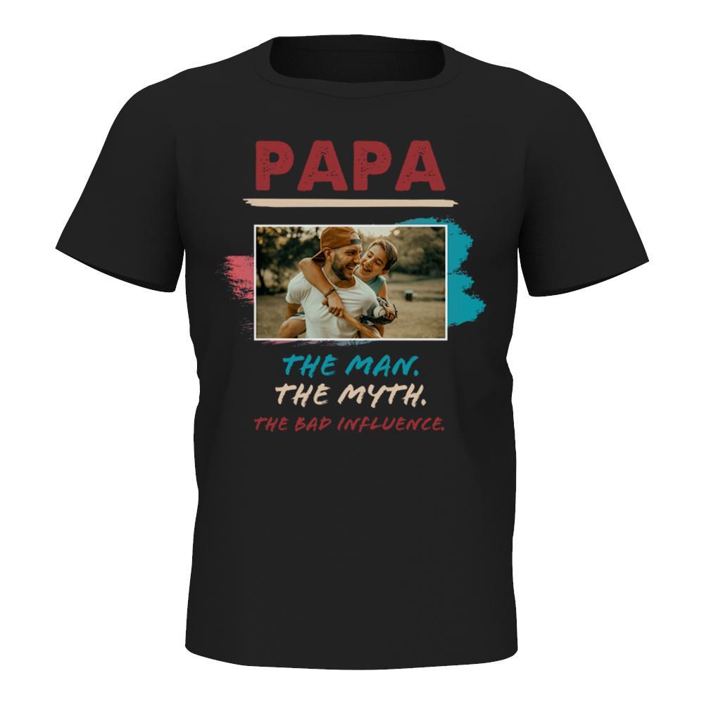 Custom Photo T-shirt Papa The Man The Myth - Myfacesocksau
