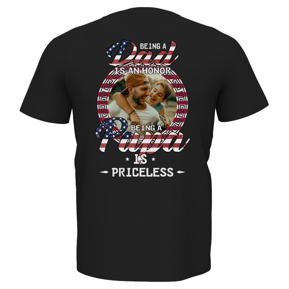 Custom Photo T-shirt Being A Papa Is Priceless - Myfacesocksau