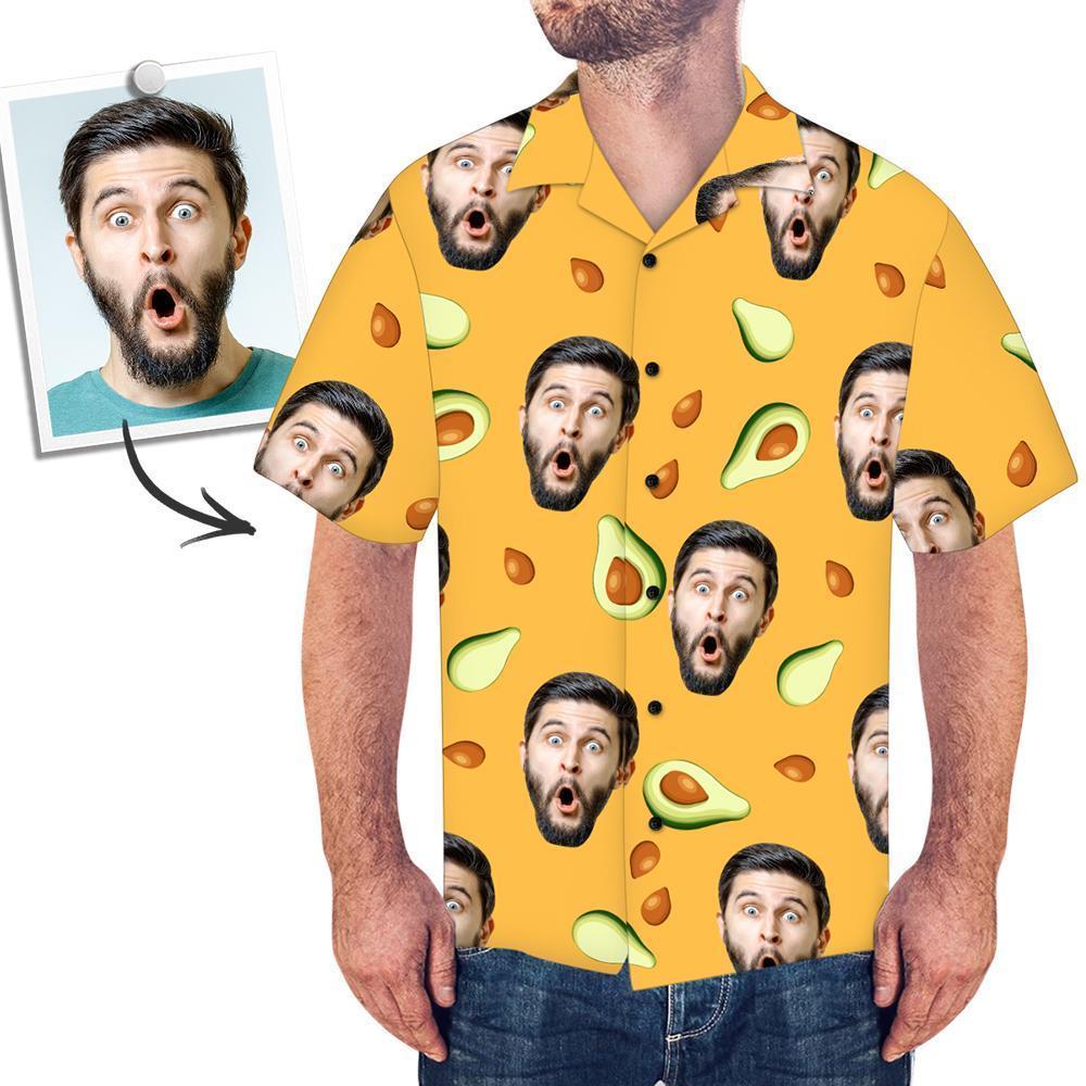 Custom Hawaiian Shirt with Dog on It Personalised Hawaiian Shirt Avocado Beach Shirt - MyFaceSocksAu