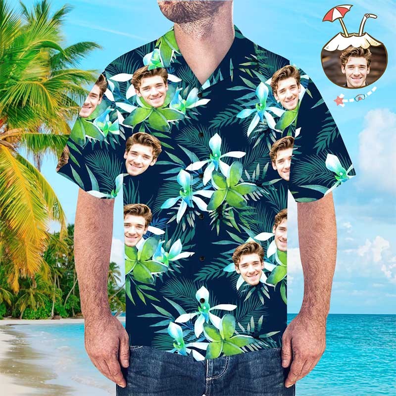 Black Friday Custom Hawaiian Shirt with Face Custom Dog Face Hawaiian Shirt Leaves Tropical Shirts for Christmas - MyFaceSocksEU