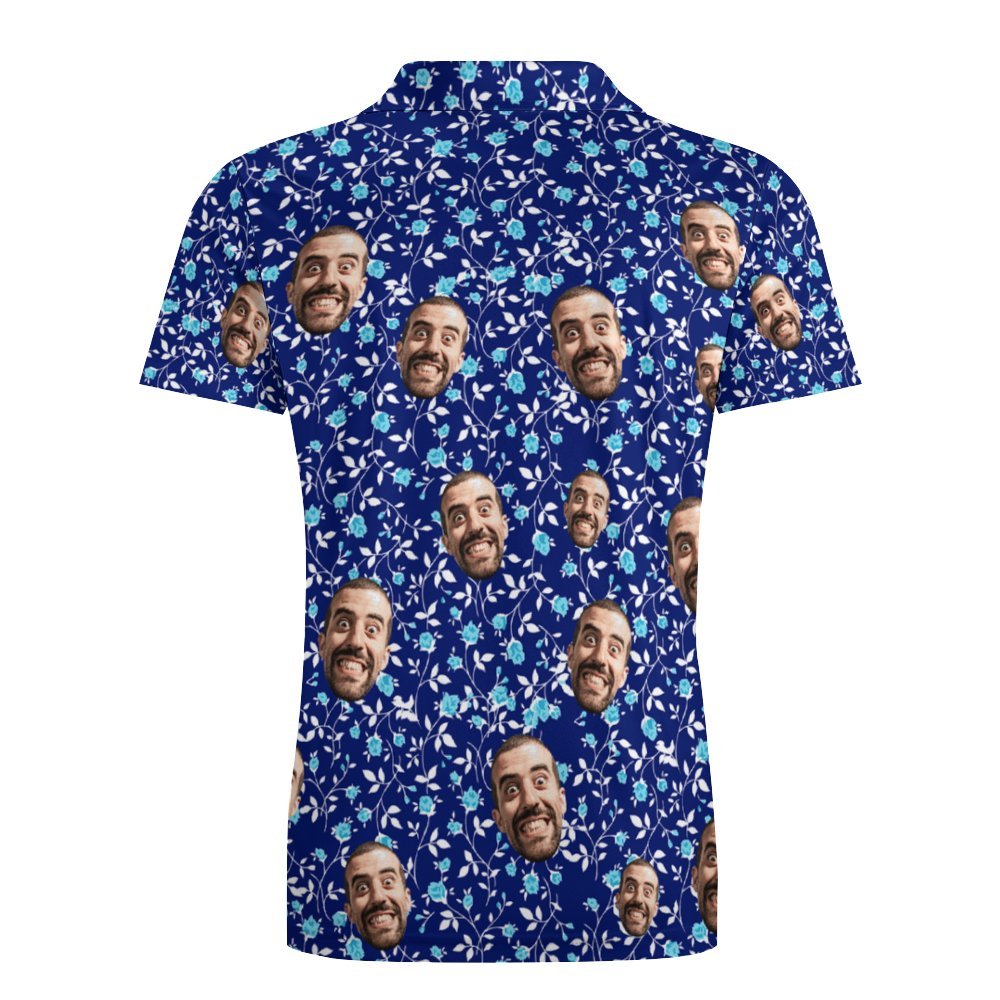 Custom Face Polo Shirt For Men Flower Power Personalised Hawaiian Golf Shirts - MyFaceSocksAu
