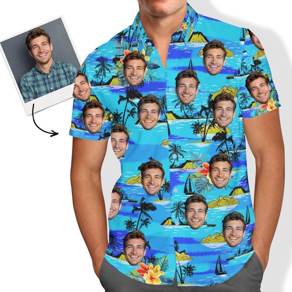 Custom Dog Face Hawaiian Shirt Custom Tropical Shirts Men's All Over Print Hawaiian Shirt - MyFaceSocksAu