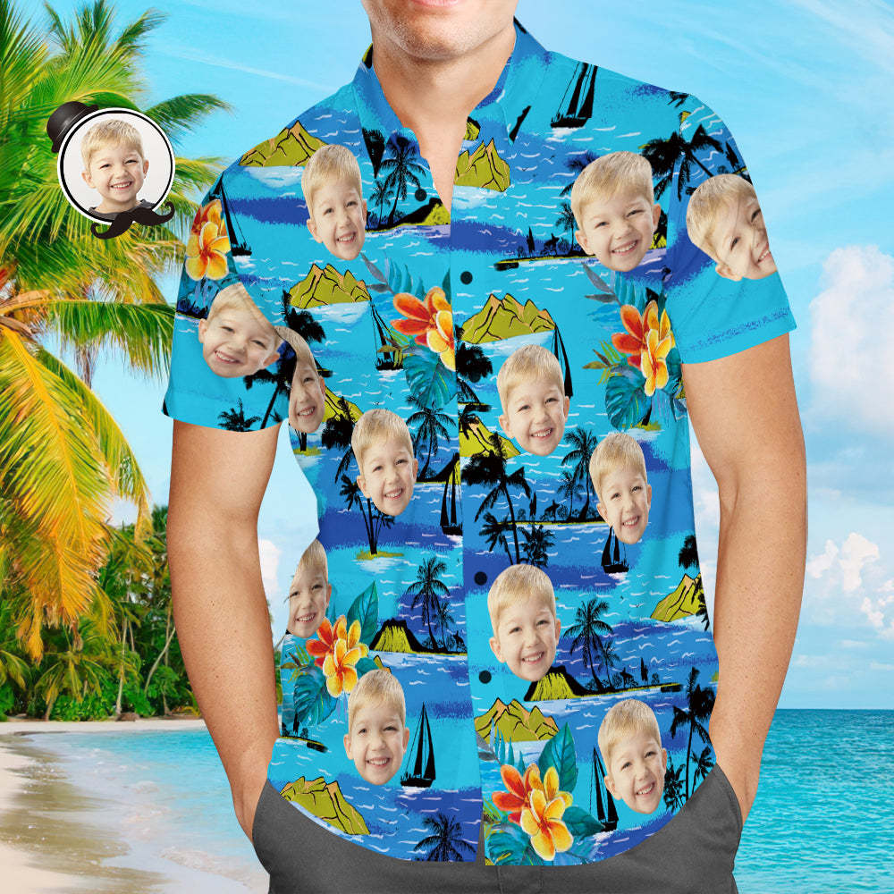 Custom Dog Face Hawaiian Shirt Custom Tropical Shirts Men's All Over Print Hawaiian Shirt - MyFaceSocks